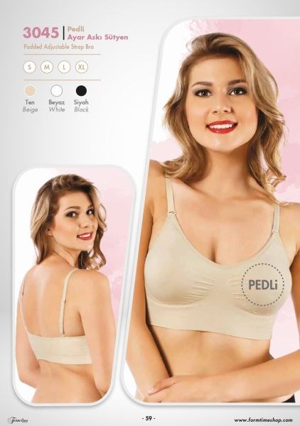 FORM TİME 3045 PEDLİ AYAR ASKILI SÜTYEN BEYAZ