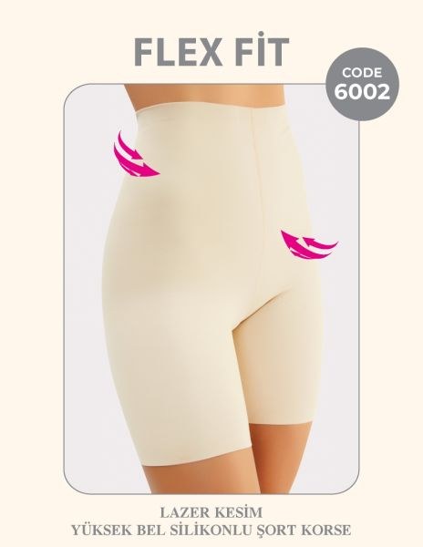 FLEX FİT 6002 YÜKSEK BEL LAZER KESİM ŞORT KORSE SİYAH