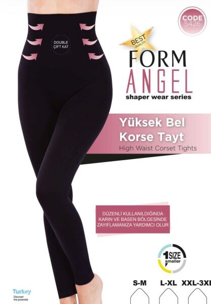 FORM ANGEL 5426 YÜKSEK BEL KORSE TAYT SİYAH