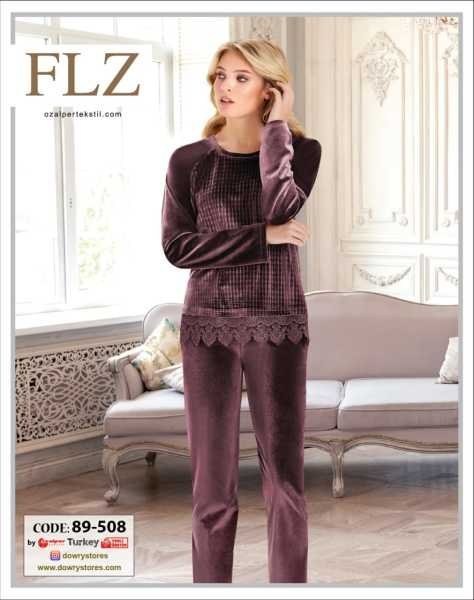 FLZ 89-508 BAYAN KADİFE PİJAMA TAKIM PUDRA