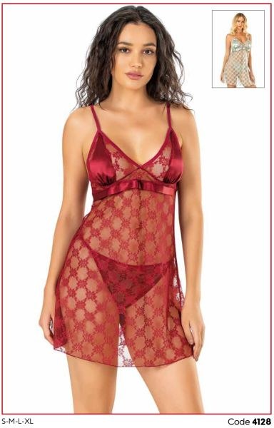 PRİMODA 4128 KISA TÜL GECELİK BORDO