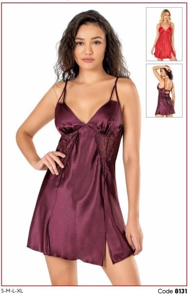 PRİMODA 8131 SATEN KISA GECELİK MÜRDÜM