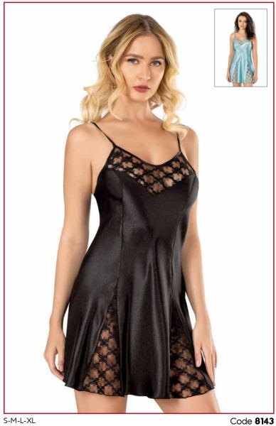 PRİMODA 8143 SATEN KISA GECELİK SİYAH