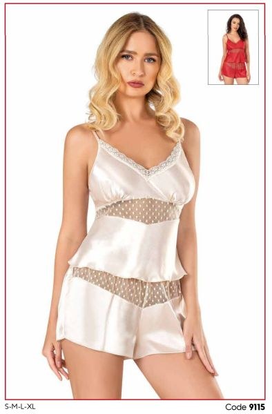 PRİMODA 9115 SATEN BABYDOLL ŞORT TAKIM KIRMIZI