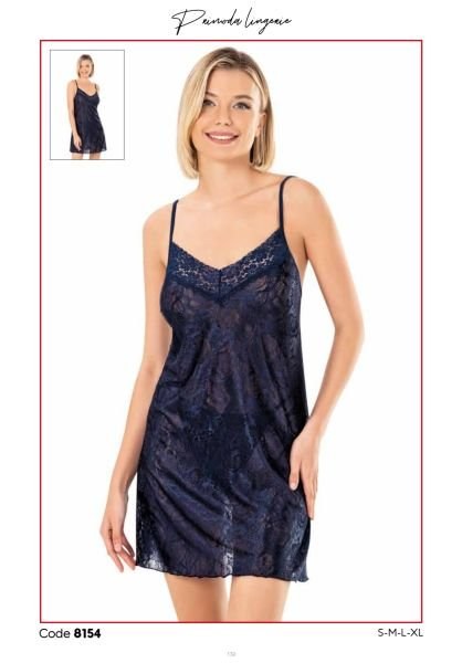 PRİMODA 8154 SATEN KISA GECELİK LACİVERT