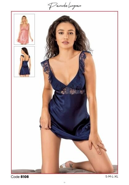 PRİMODA 8108 SATEN KISA GECELİK LACİVERT