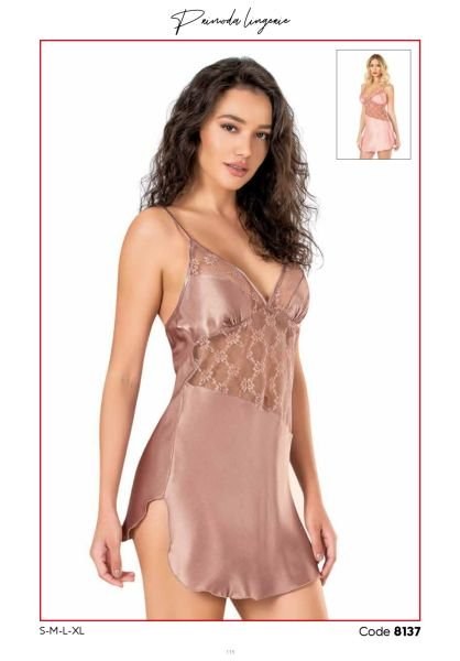 PRİMODA 8137 SATEN KISA GECELİK VİZON