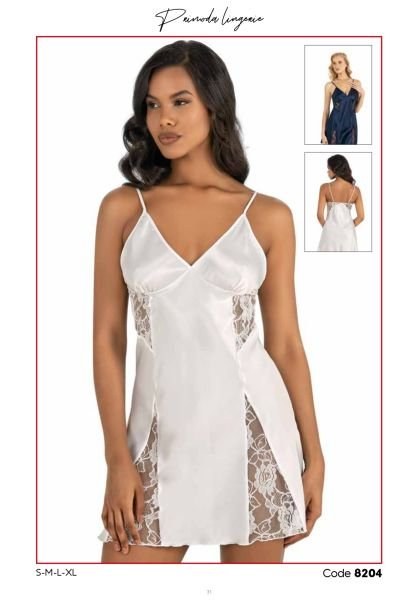 PRİMODA 8204 SATEN KISA GECELİK LACİVERT