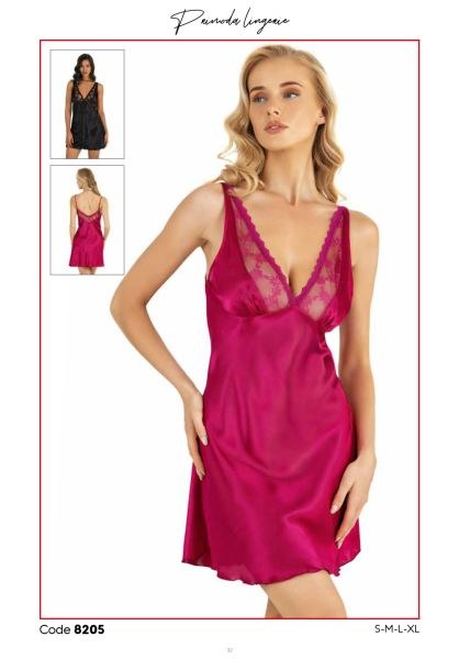 PRİMODA 8205 SATEN KISA GECELİK VİŞNE