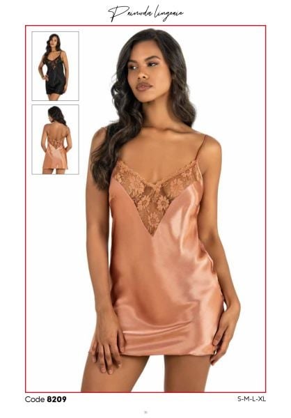 PRİMODA 8209 SATEN KISA GECELİK SİYAH