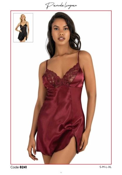 PRİMODA 8241 SATEN KISA GECELİK SİYAH