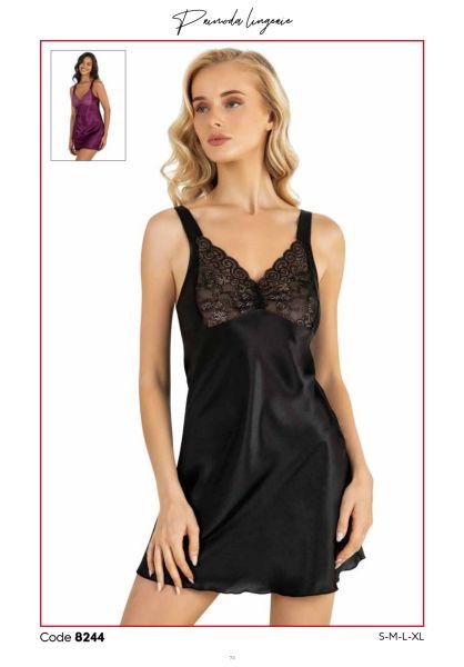 PRİMODA 8244 SATEN KISA GECELİK MOR