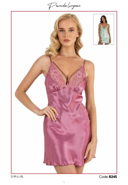 PRİMODA 8245 SATEN KISA GECELİK GÜL KURUSU