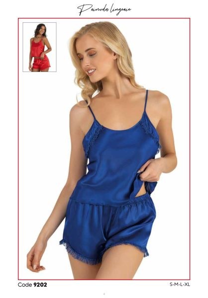 PRİMODA 9202 SATEN ŞORT TAKIM KIRMIZI