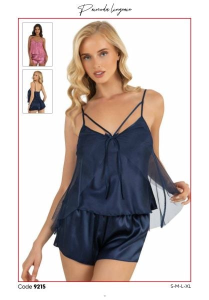 PRİMODA 9215 SATEN ŞORT TAKIM LACİVERT