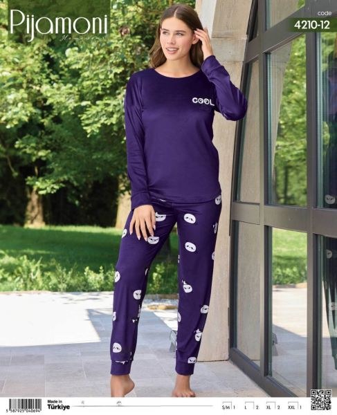 PİJAMONİ 4210-12 İTHAL KADİFE PİJAMA TAKIM