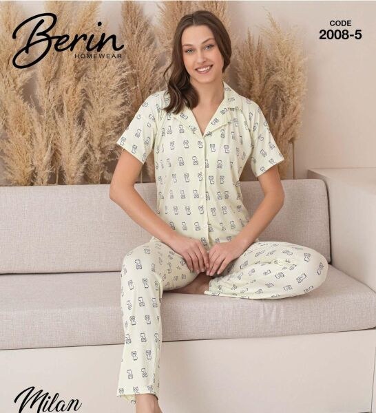 BERİN 2008-5 MİLAN GÖMLEK K.KOL PİJAMA TAKIM