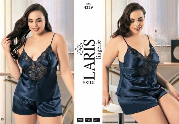 MİSS LARİS 4229 BIG SİZE SATEN ŞORT TAKIM