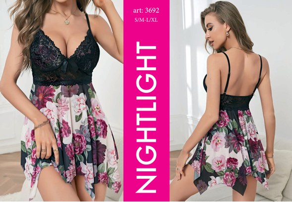 NIGHTLIGHT 3692 FANTAZİ GECELİK SİYAH