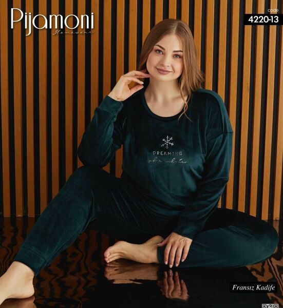 PİJAMONİ 4220-13 FRANSIZ KADİFE BTTL PİJAMA TAKIM