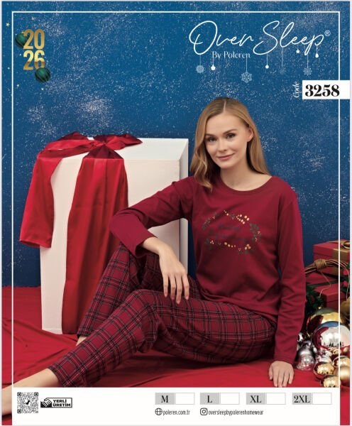 OVER SLEEP 3258 BAYAN YILBAŞI PİJAMA TAKIM