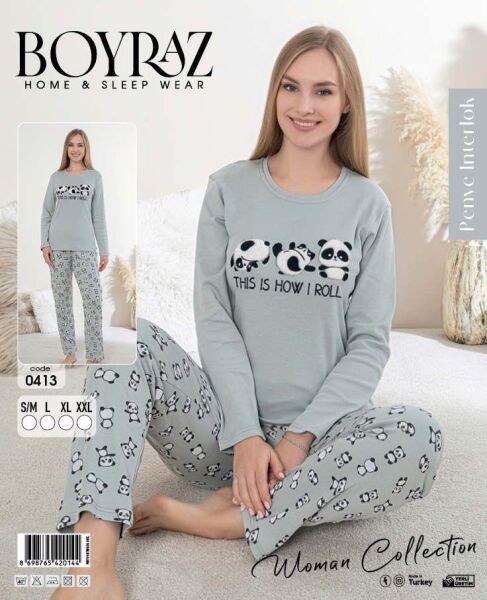 BOYRAZ 0413 BAYAN PENYE İNTERLOK PİJAMA TAKIMI