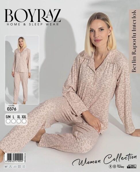 BOYRAZ 0376 BAYAN BERLİN İNTERLOK PİJAMA TAKIMI