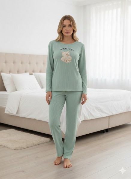 MUKA 800-141-P BAYAN RAPORLU İNTERLOK PİJAMA TAKIM