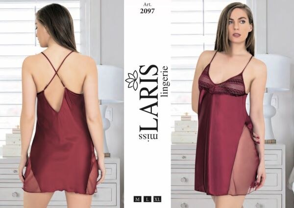 MİSS LARİS 2097 SATEN KISA GECELİK BORDO