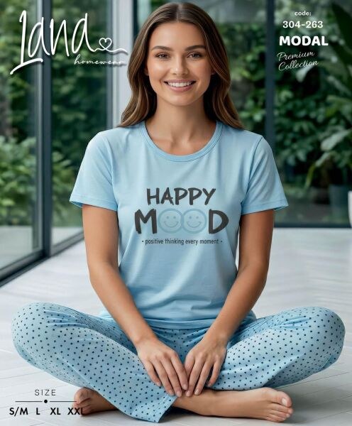 LANA 304-263 BAYAN MODAL KISA KOL PİJAMA TAKIM