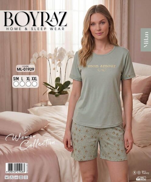 BOYRAZ 01929 MİLAN KISA KOL ŞORTLU PİJAMA TAKIM