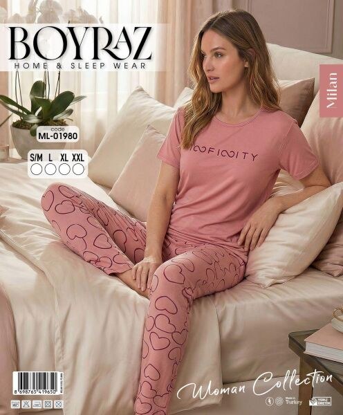 BOYRAZ 01980 MİLAN KISA KOL PİJAMA TAKIM