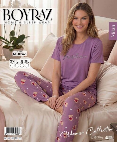 BOYRAZ 01963 MİLAN KISA KOL PİJAMA TAKIM