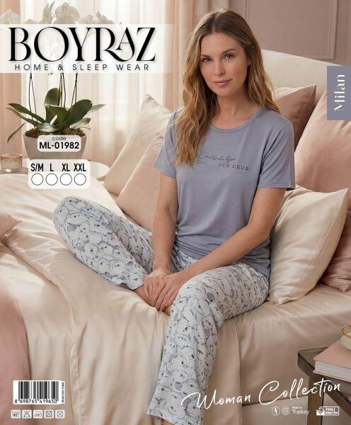 BOYRAZ 01982 MİLAN KISA KOL PİJAMA TAKIM