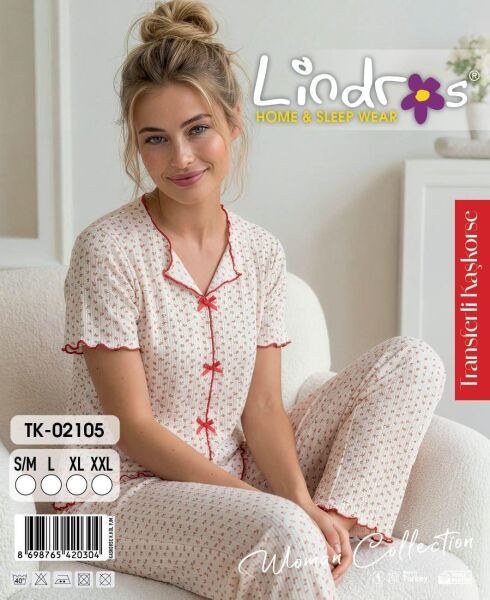 LİNDROS 02105 KAŞKORSE KISA KOL PİJAMA TAKIM