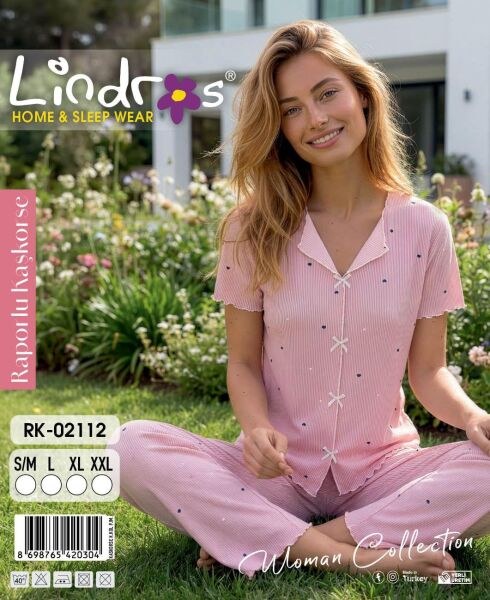 LİNDROS 02112 KAŞKORSE KISA KOL PİJAMA TAKIM