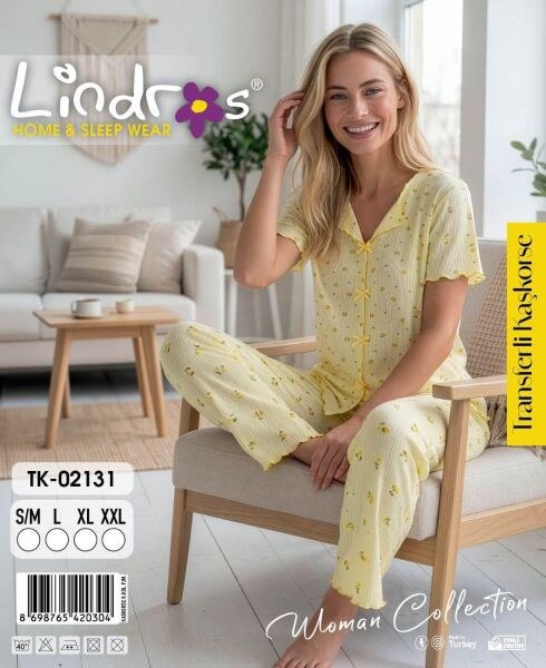 LİNDROS 02131 KAŞKORSE KISA KOL PİJAMA TAKIM