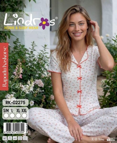 LİNDROS 02275 KAŞKORSE KISA KOL PİJAMA TAKIM