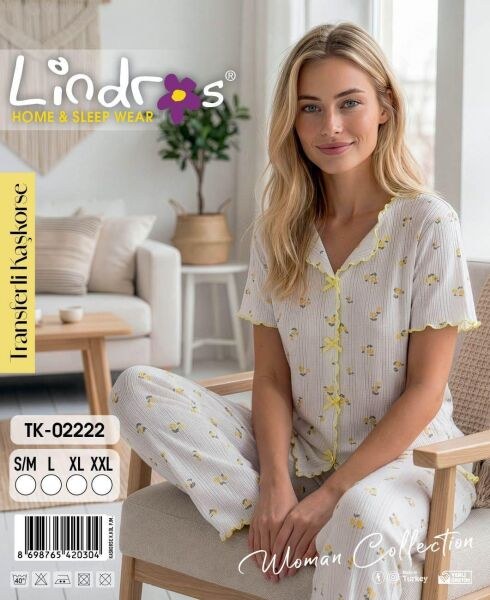 LİNDROS 02222 KAŞKORSE KISA KOL PİJAMA TAKIM