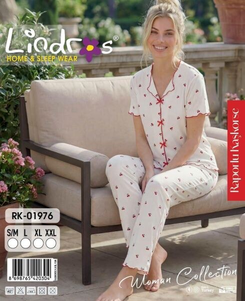 LİNDROS 01976 KAŞKORSE KISA KOL PİJAMA TAKIM