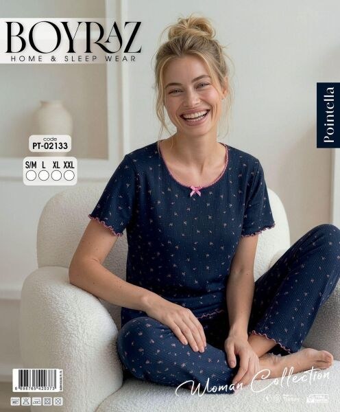 BOYRAZ 02133 POİNTELLA KISA KOL PİJAMA TAKIM