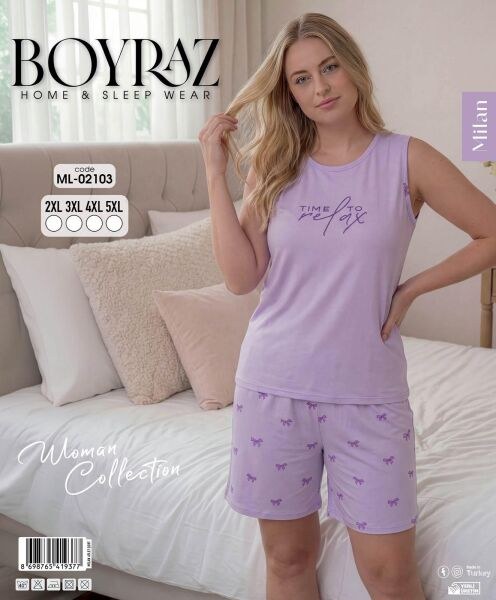 BOYRAZ 02103 MİLAN BATTAL KISAKOL ŞORTLU PİJAMA TK