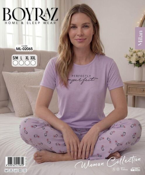 BOYRAZ 02065 MİLAN KISA KOL PİJAMA TAKIM