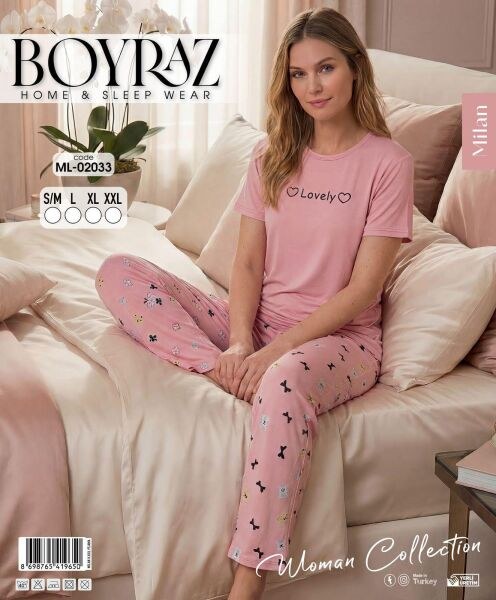 BOYRAZ 02033 MİLAN KISA KOL PİJAMA TAKIM