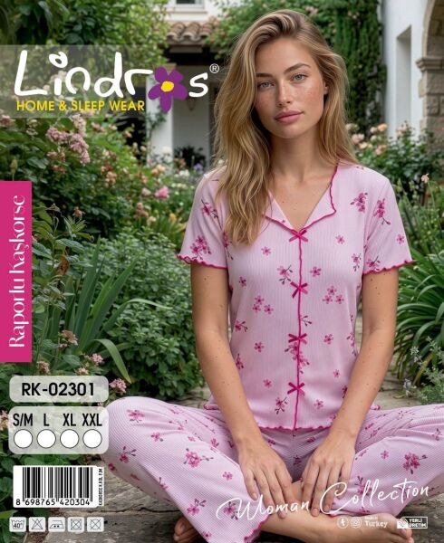 LİNDROS 02301 KAŞKORSE KISA KOL PİJAMA TAKIM