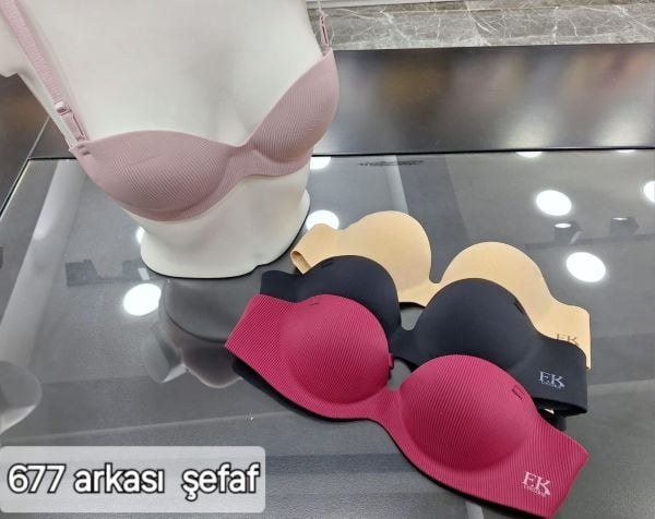 FK 677 BAYAN LAZER ARKASI ŞEFFAF LOTUS SÜTYEN SİYAH