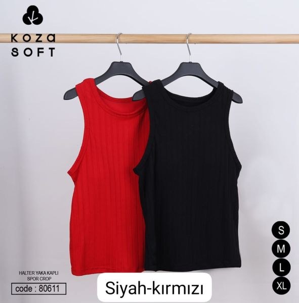 KOZA 80611 HALTER YAKA SRPO KAPLI CROP SİYAH