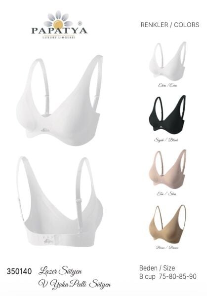 PAPATYA 350140 LAZER V YAKA PEDLİ SÜTYEN SİYAH