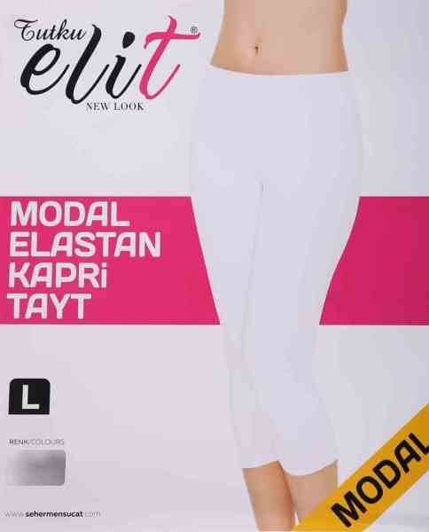 TUTKU ELİT 2102 BAYAN MODAL ELASTAN KAPRİ TAYT BEYAZ