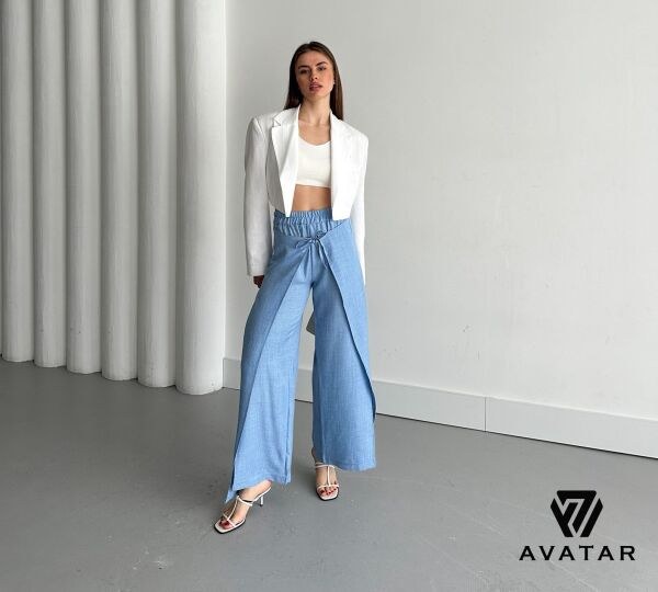 AVATAR 25945 BAYAN KETEN YAN YIRTMAÇLI ALT İndigo